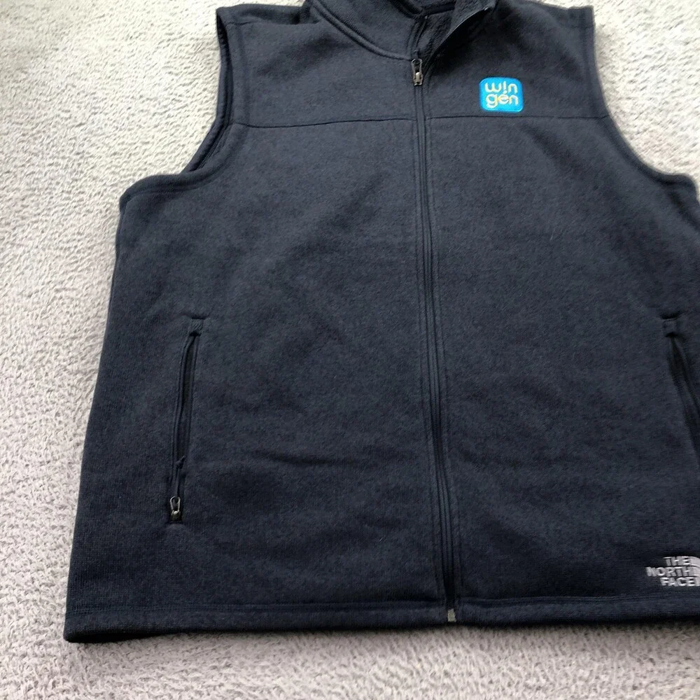 The North Face Vest Mens 2XL Gray Fleece Full Zip WinGen Logo Outdoor Hiking